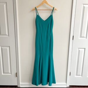 Jump Apparel Jade Sleeveless V Neck Mermaid Trumpet Long Formal Dress Junior 1/2